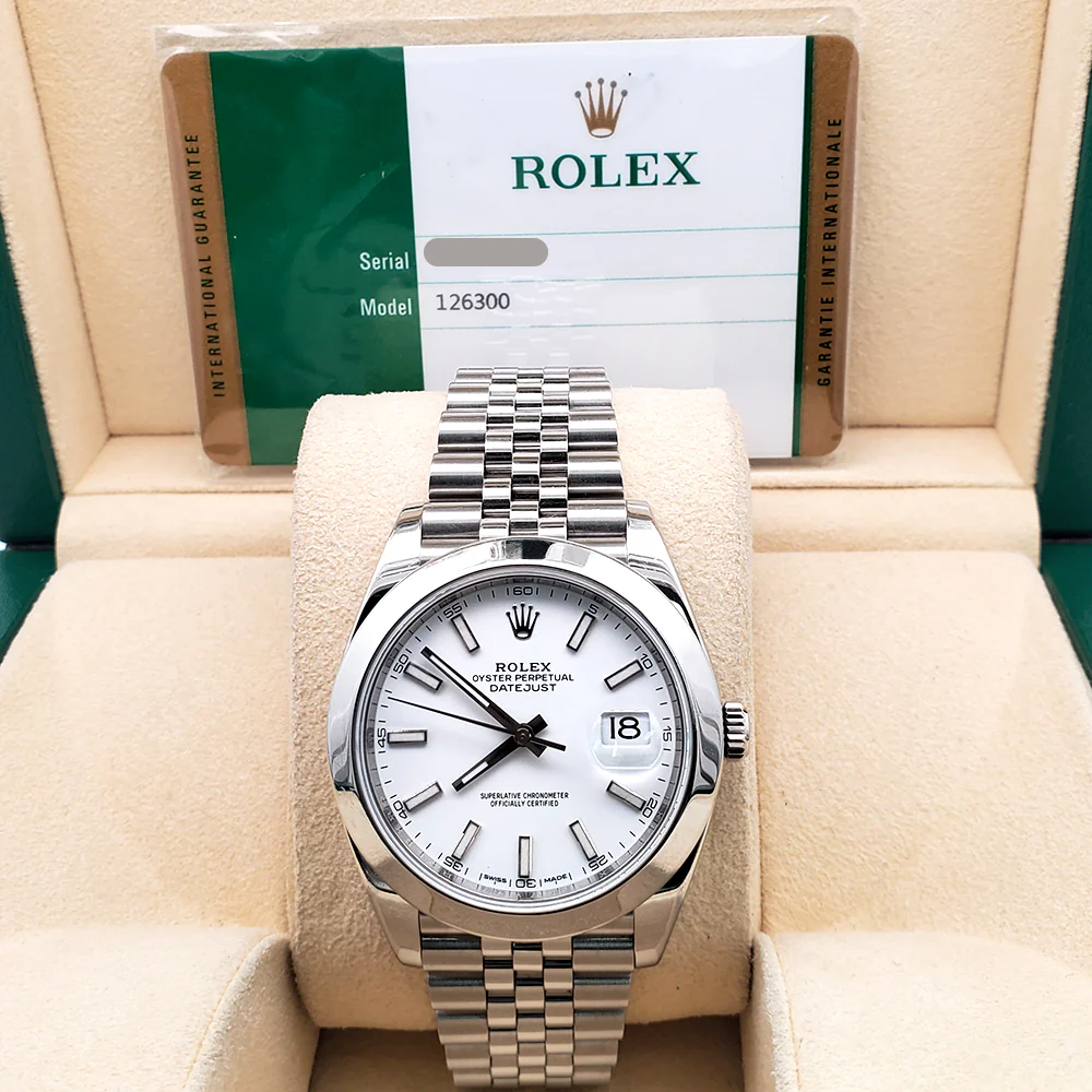2019 Rolex Datejust 41 126300 White Index Steel Jubilee Watch Box Papers - Image 3