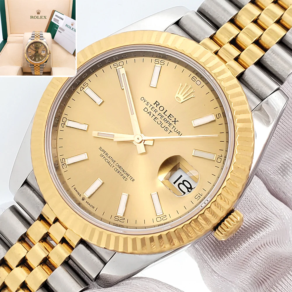 2019 Rolex Datejust 41 126333 Champagne Index 2-Tone Yellow Gold/Steel Jubilee Watch Box Papers