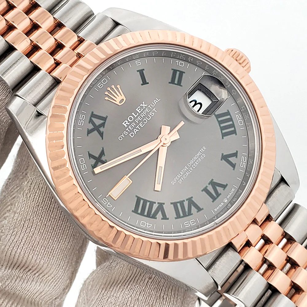 2019 Rolex Datejust 41 Wimbledon Slate Dial 126331 2-tone Rose Gold/Steel Jubilee Watch Box Papers - Image 2