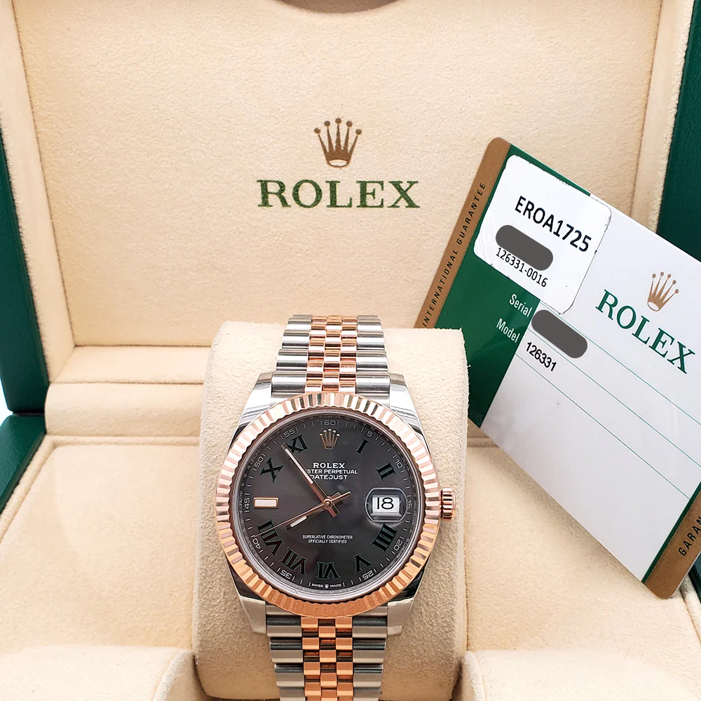 2019 Rolex Datejust 41 Wimbledon Slate Dial 126331 2-tone Rose Gold/Steel Jubilee Watch Box Papers - Image 3