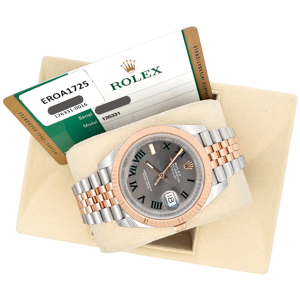 2019 Rolex Datejust 41 Wimbledon Slate Dial 126331 2-tone Rose Gold/Steel Jubilee Watch Box Papers - Image 4