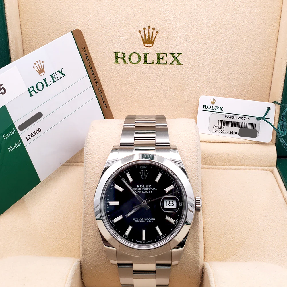 2019 Rolex Datejust 41mm Black Index Dial Steel Oyster Watch 126300 Box/Papers/Tag - Image 3