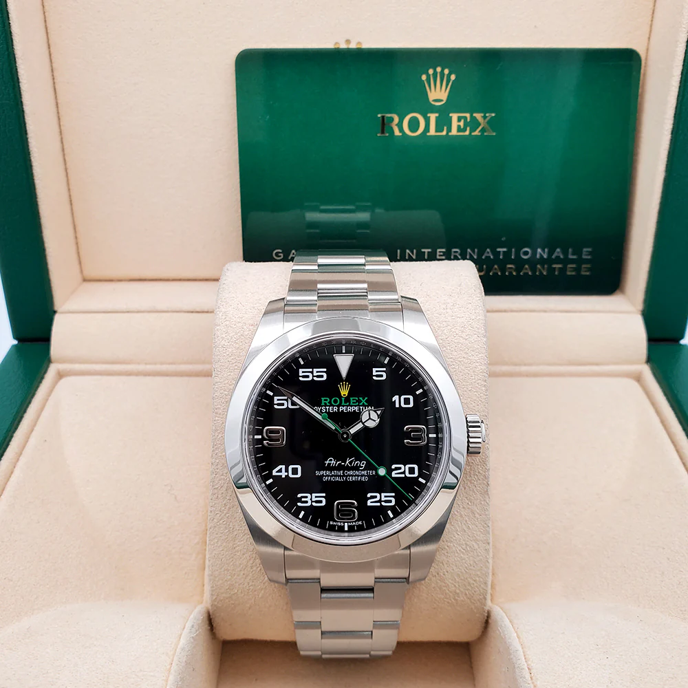 2020 Rolex Air King 40mm 116900 Black Dial Green script Steel Watch Box Papers - Image 2
