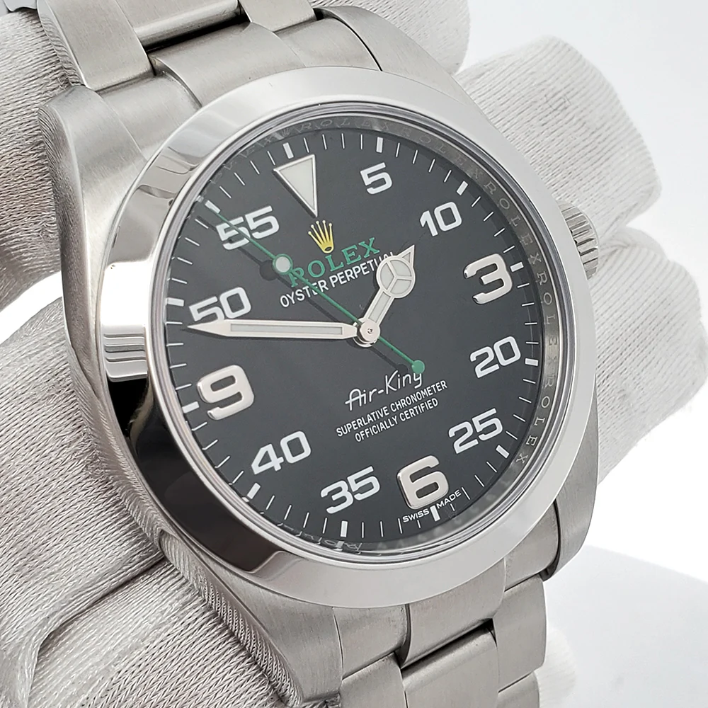 2020 Rolex Air King 40mm 116900 Black Dial Green script Steel Watch Box Papers - Image 3