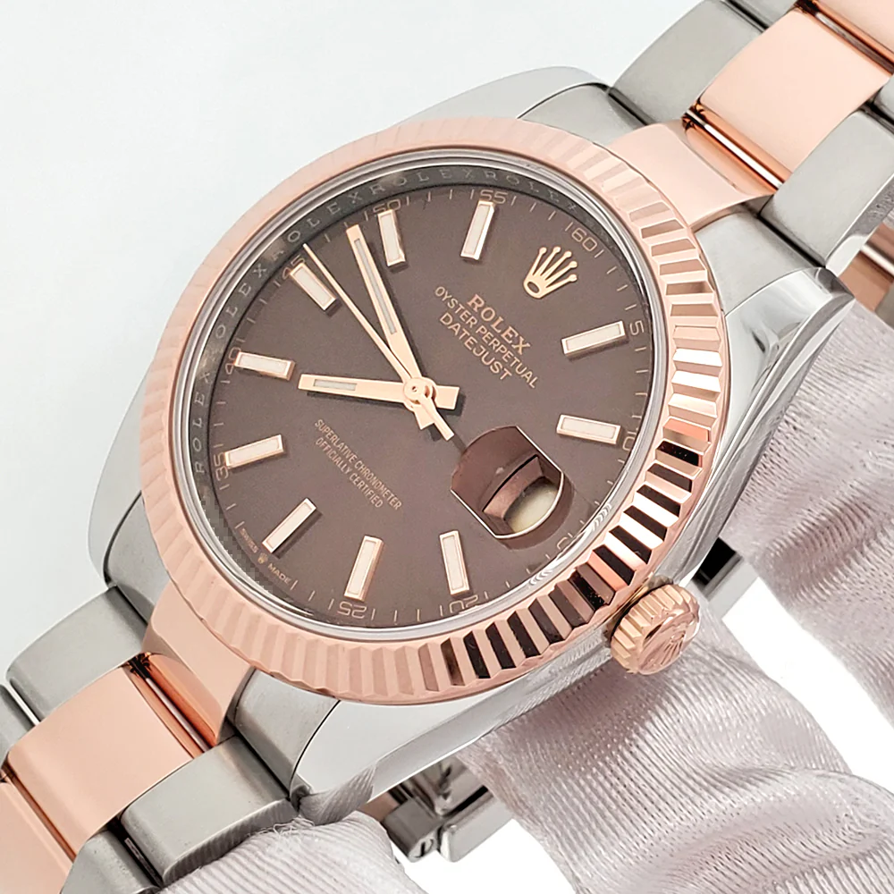 2020 Rolex Datejust 41 126331 Chocolate Index Rose Gold/Steel Oyster Watch Box Papers - Image 3