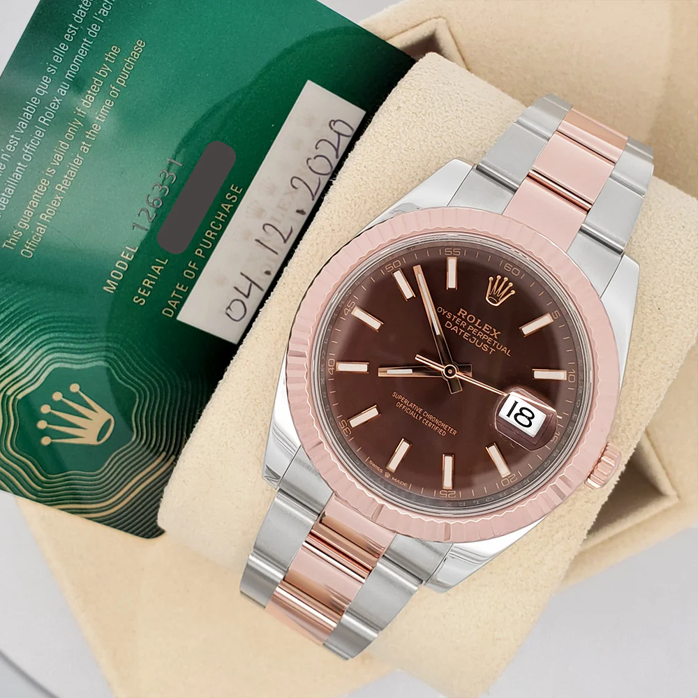 2020 Rolex Datejust 41 126331 Chocolate Index Rose Gold/Steel Oyster Watch Box Papers - Image 5