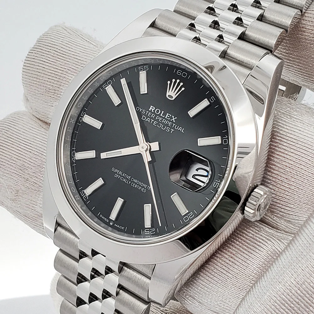 2020 Rolex Datejust 41mm Black Index Dial Steel Jubilee Watch 126300 Box Papers - Image 2