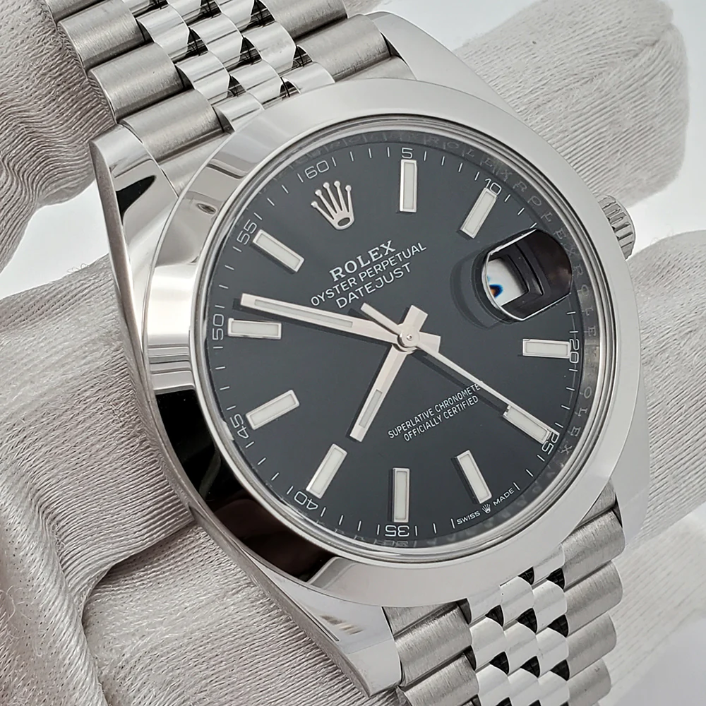 2020 Rolex Datejust 41mm Black Index Dial Steel Jubilee Watch 126300 Box Papers - Image 3