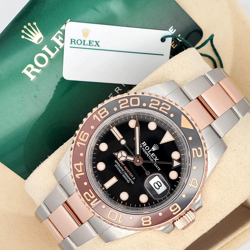 2020 Rolex GMT-Master II 40mm 2-Tone Rose Gold/Steel Rootbeer Watch 126711CHNR Box Papers