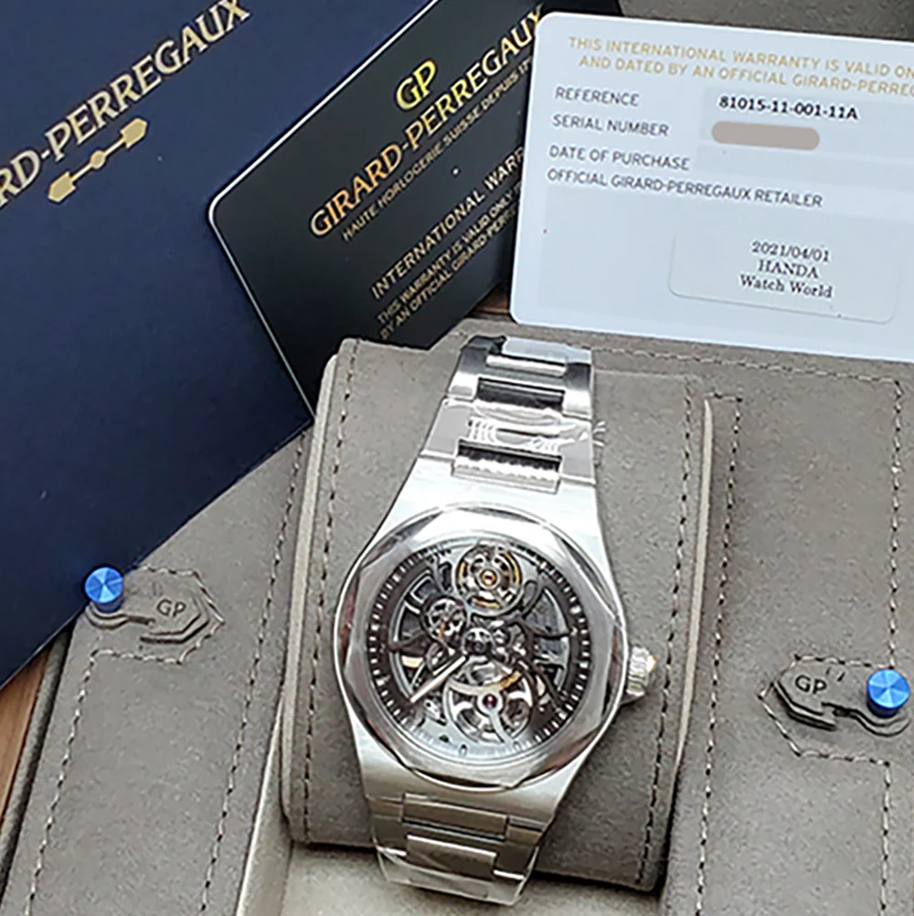 2021 Girard Perregaux Laureato Skeleton Openworked 42mm Steel Watch Box Papers 81015-11-001-11A