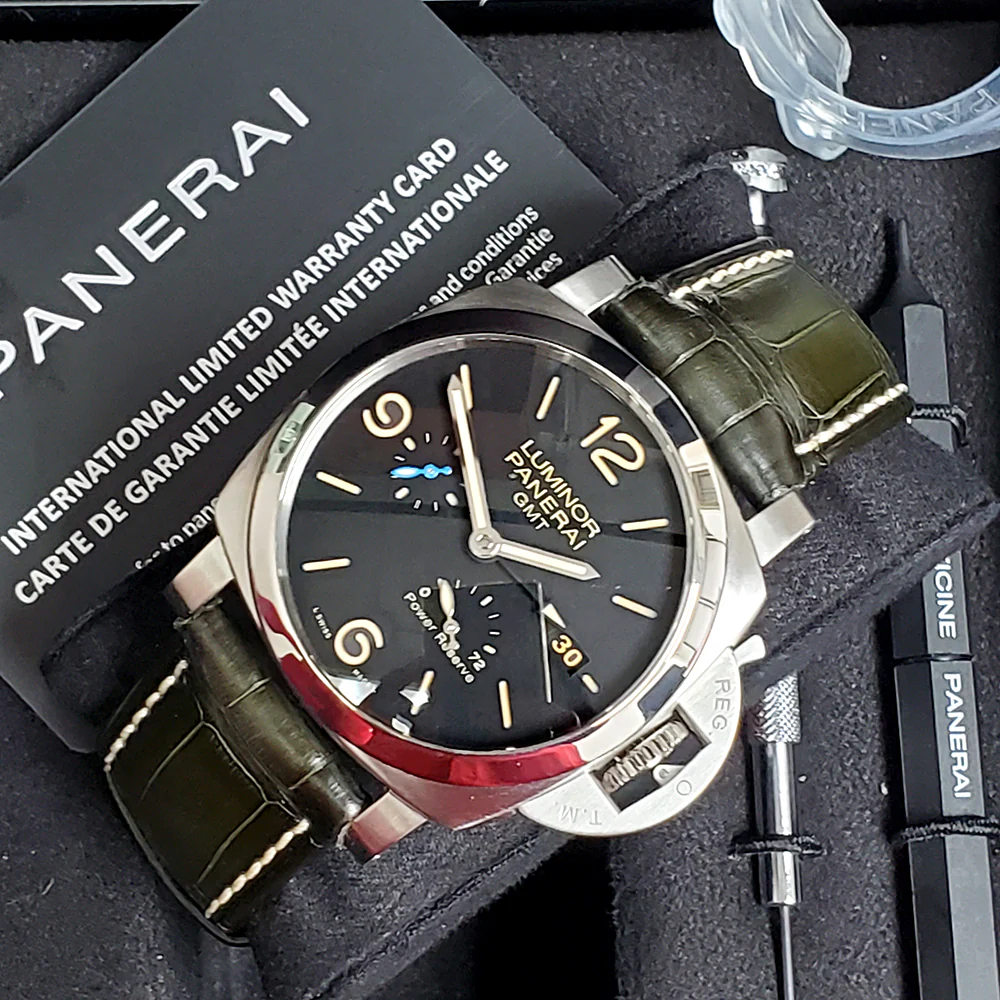 2021 Panerai GMT Luminor Marina 1950 3 Days PAM01321 Steel Mens 44mm Watch Box Papers