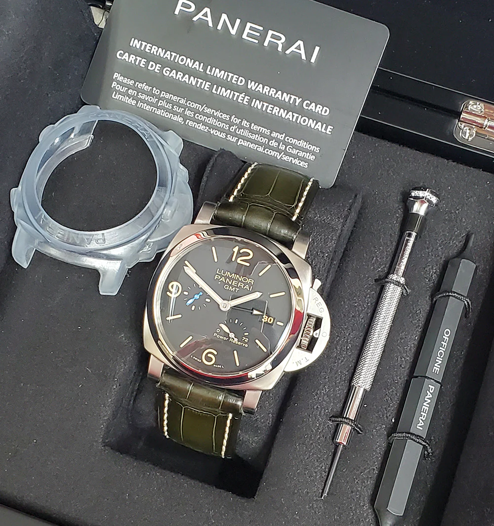 2021 Panerai GMT Luminor Marina 1950 3 Days PAM01321 Steel Mens 44mm Watch Box Papers - Image 4