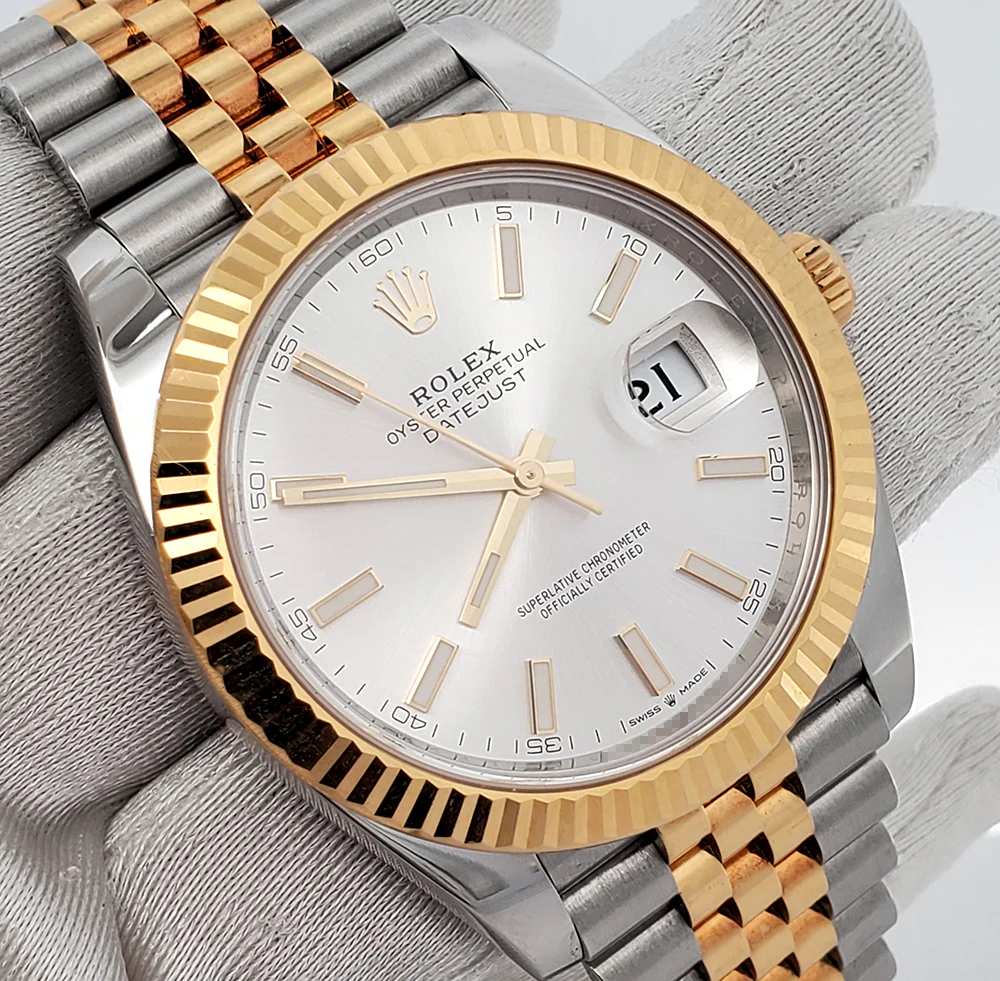 2021 Rolex Datejust 41 126333 Silver Index 2-Tone Yellow Gold/Steel Jubilee Watch Box Papers - Image 3