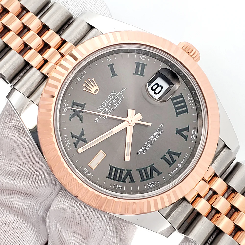 2021 Rolex Datejust 41 Wimbledon Slate Dial 126331 2-tone Rose Gold/Steel Jubilee Watch Box Papers - Image 2