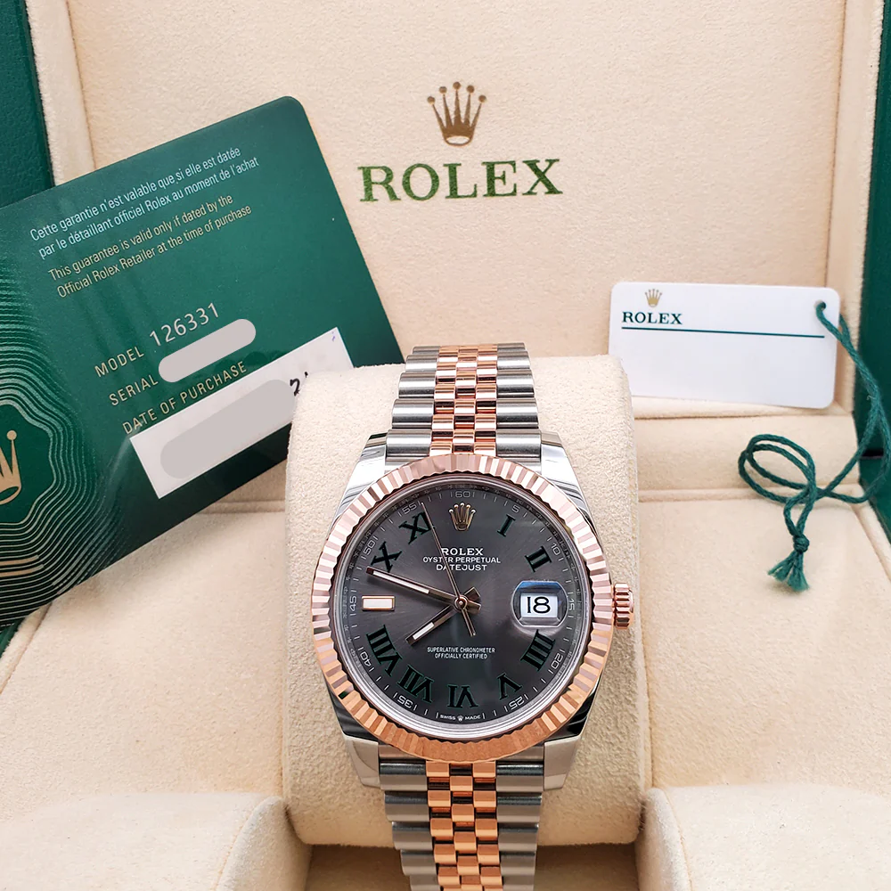 2021 Rolex Datejust 41 Wimbledon Slate Dial 126331 2-tone Rose Gold/Steel Jubilee Watch Box Papers - Image 4