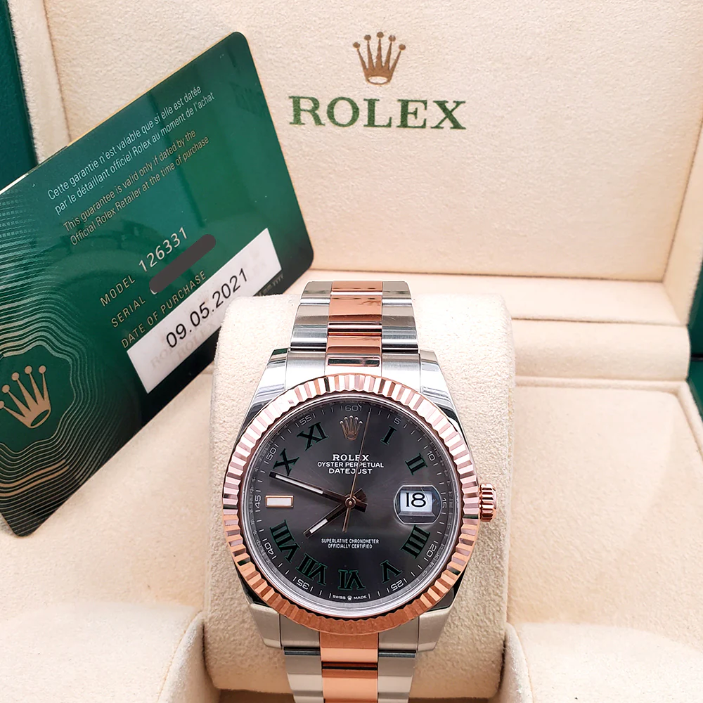 2021 Rolex Datejust 41 Wimbledon Slate Dial 126331 2-Tone Rose Gold/Steel Oyster Watch Box Papers - Image 4