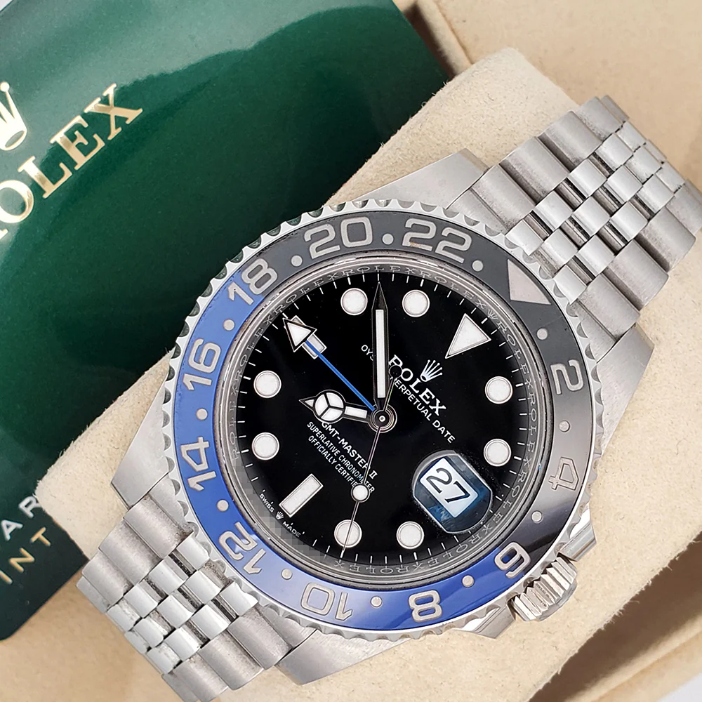 2021 Rolex GMT-Master II 40mm Batgirl Blue/Black Bezel Jubilee Steel Watch 126710BLNR Box Papers