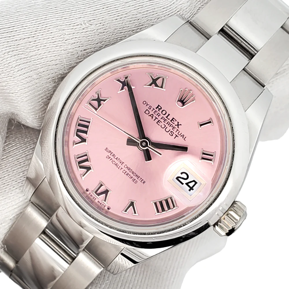 2021 Rolex Lady-Datejust 28mm 279160 Pink Roman Dial Steel Oyster Watch Box Papers