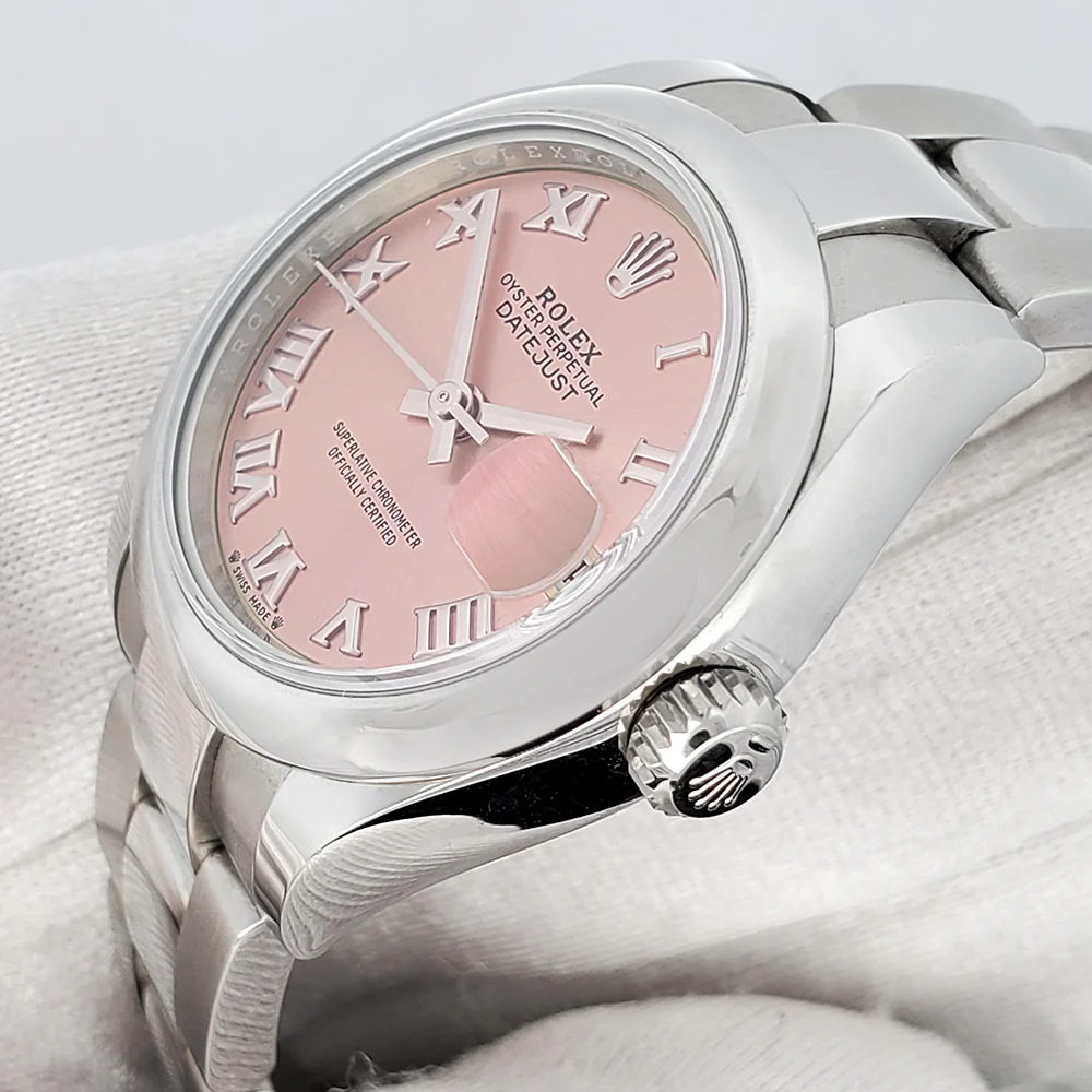 2021 Rolex Lady-Datejust 28mm 279160 Pink Roman Dial Steel Oyster Watch Box Papers - Image 3