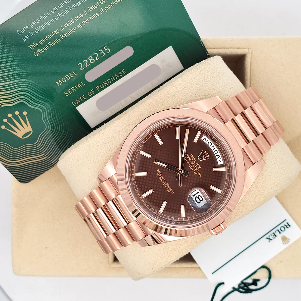 2021 Rolex President Day-Date Rose Gold Chocolate Motif Dial 228235 40mm Watch Box/Papers/Tag - Image 5