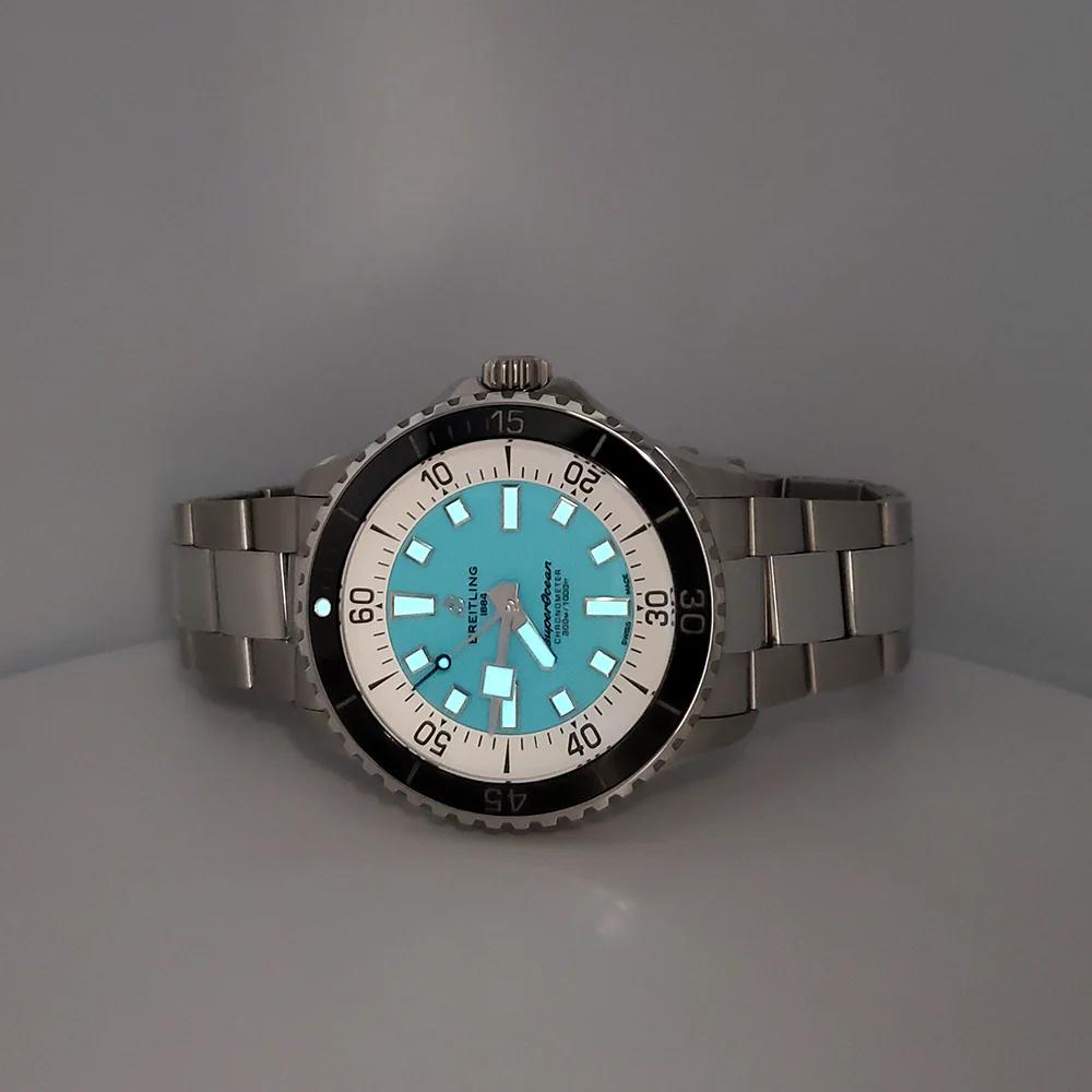 2022 Breitling Superocean 44mm Turquoise Dial Steel Mens Watch A17376 Papers - Image 8