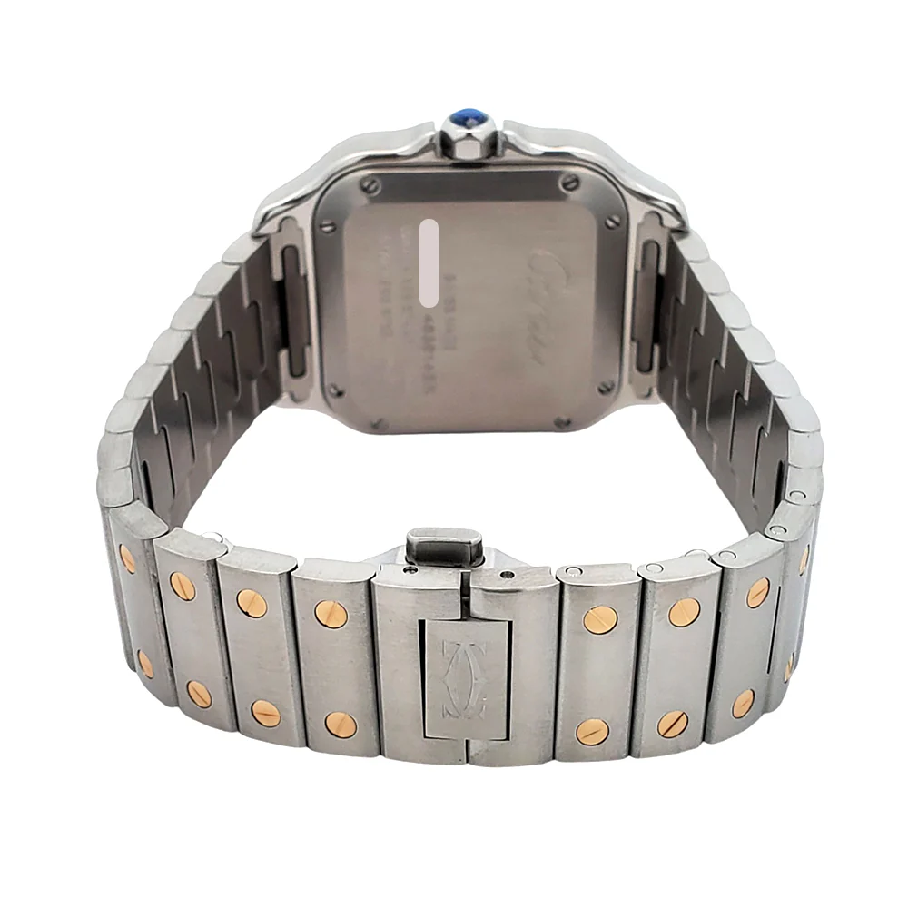 2022 Mint Cartier Santos 2-Tone White Roman Yellow Gold/Steel 35mm Watch W2SA0007 4075 Box/ Papers/Strap - Image 7