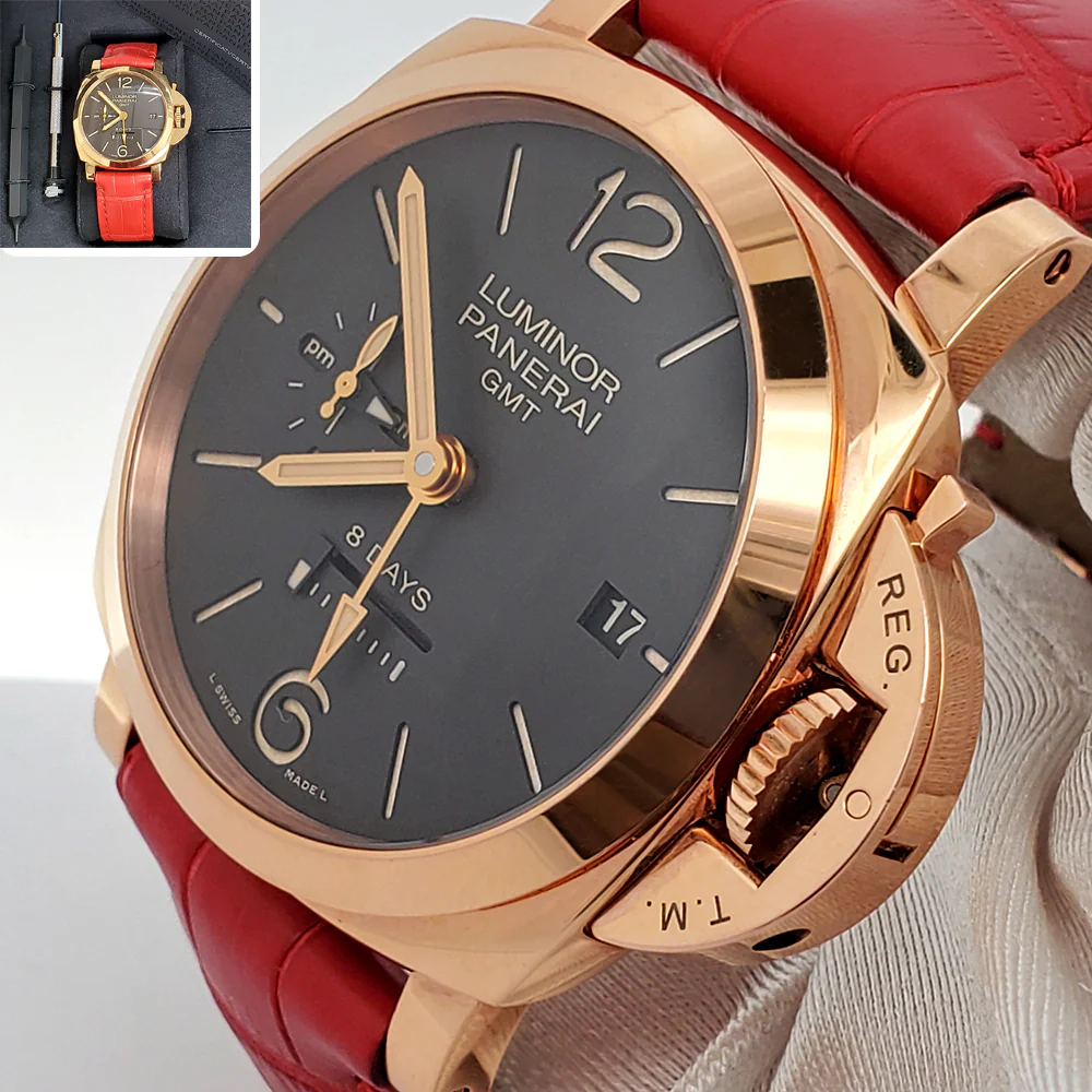 Panerai Luminor Rose Gold 44mm 1950 8 Days PAM00576 Watch Box Papers