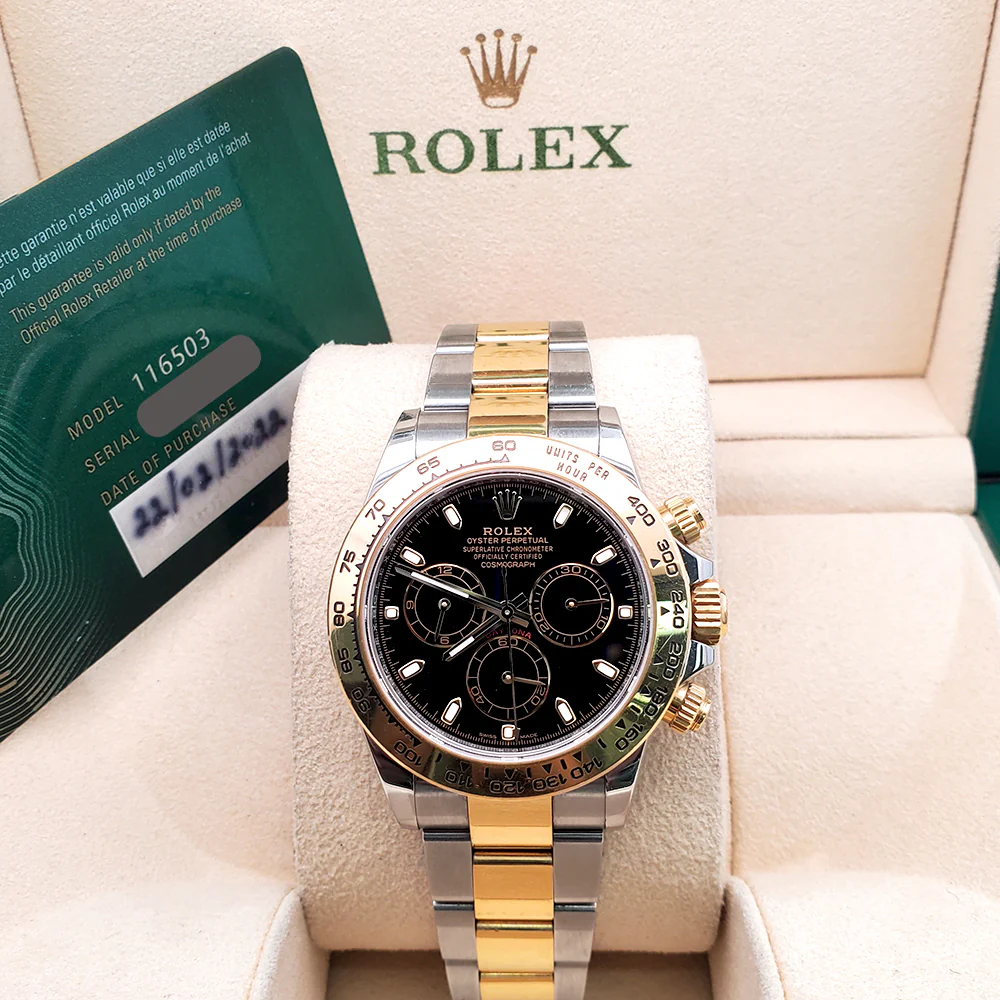2022 Rolex Cosmograph Daytona 40mm Black Dial 2-Tone Yellow Gold/Steel Watch 116503 Box Papers - Image 4