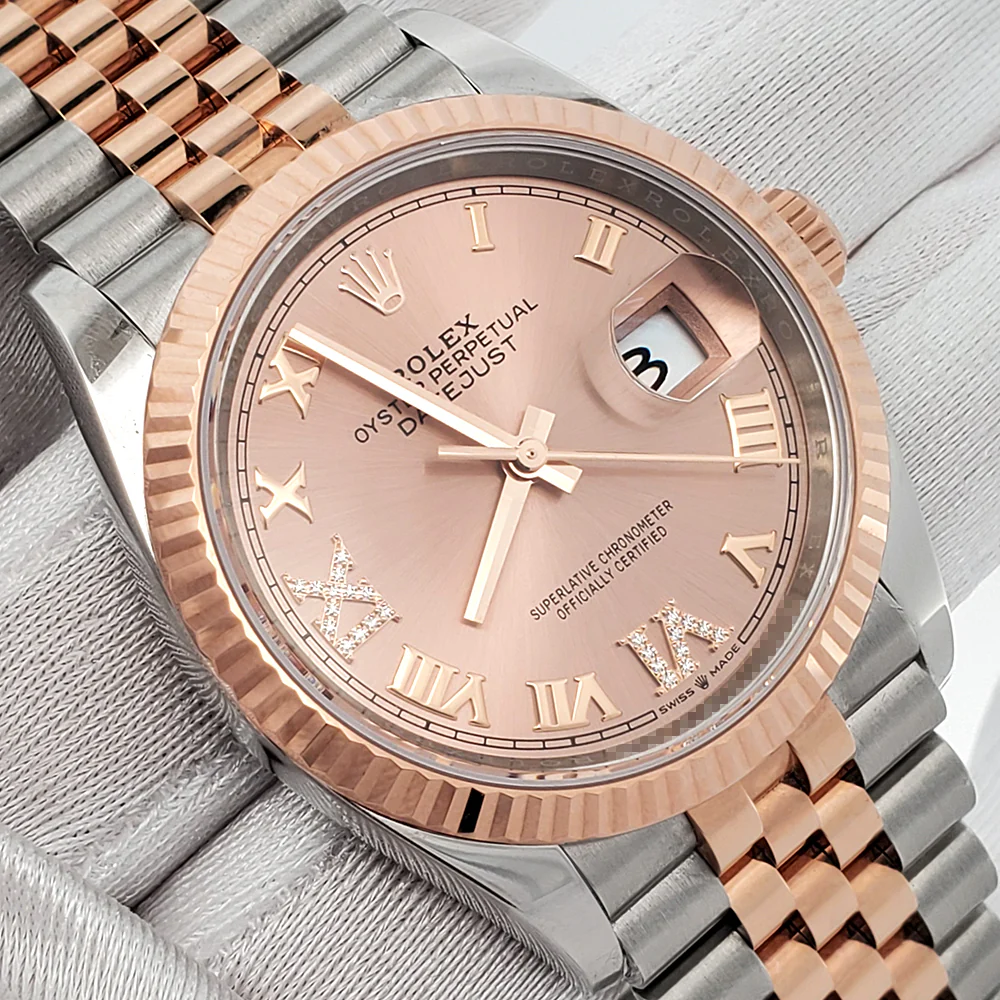 2022 Rolex Datejust 126231 Rose Diamond Roman 2-tone Everose/Steel 36mm Jubilee Watch Box Papers - Image 3
