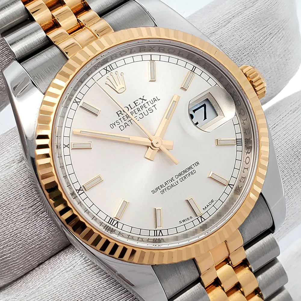 2022 Rolex Datejust 36mm 116233 Silver Index 2-tone Yellow Gold/Steel Jubilee Watch Box Papers - Image 3