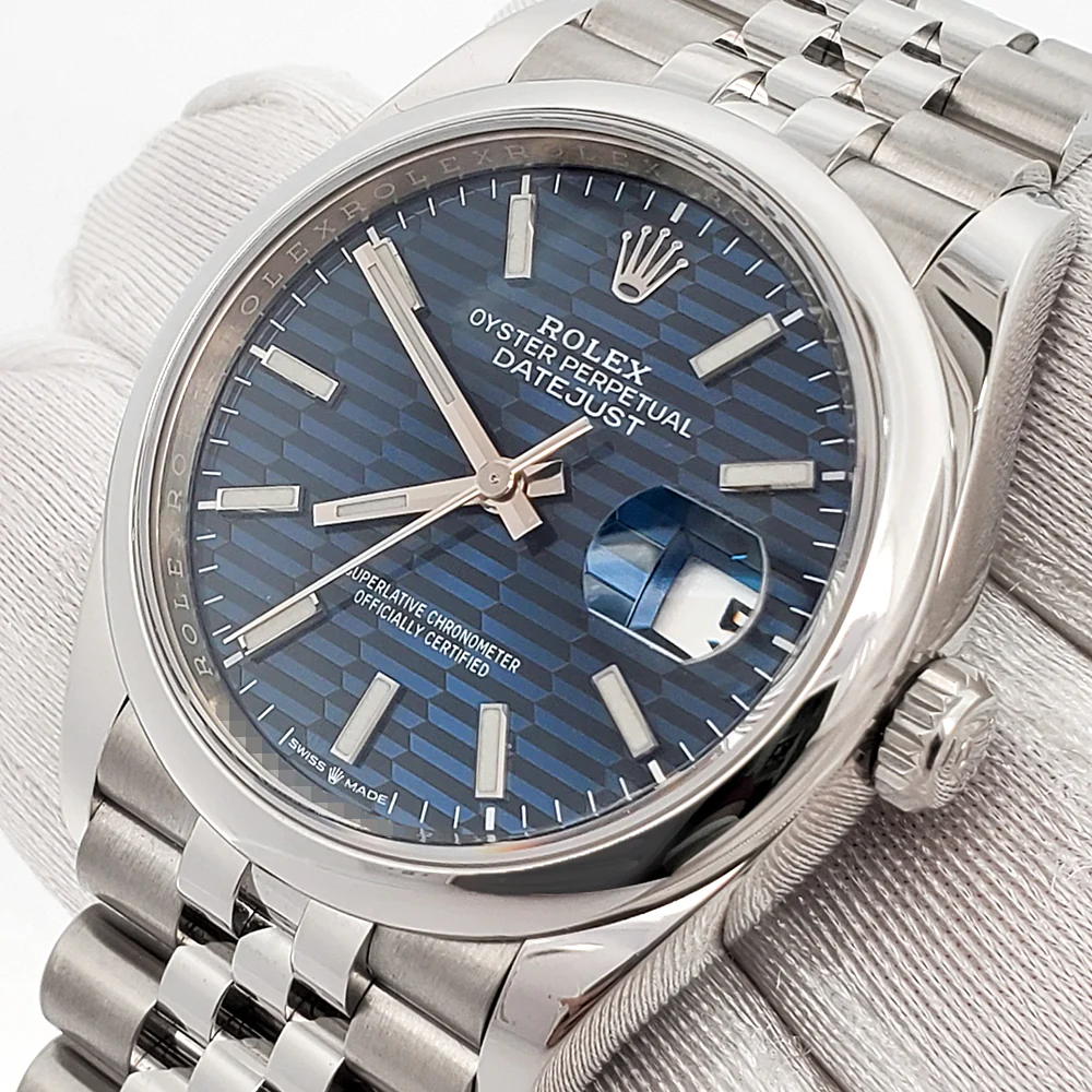 2022 Rolex Datejust 36mm 126200 Blue Motif Steel Jubilee Watch Box Papers - Image 3