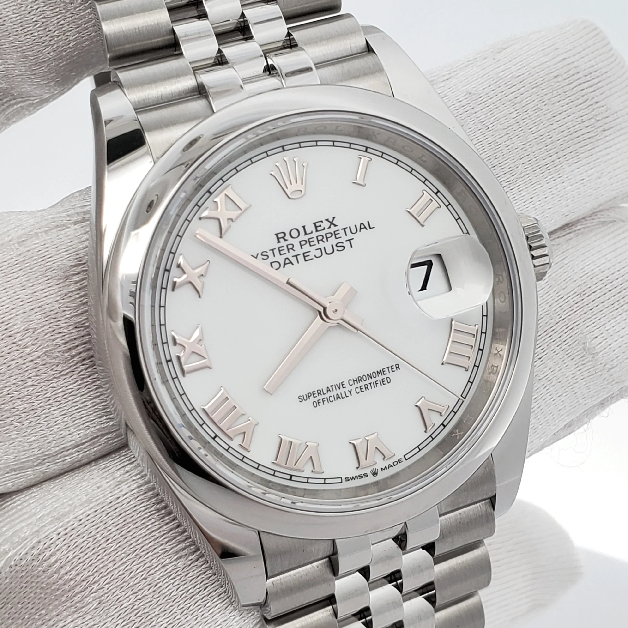 2022 Rolex Datejust 36mm 126200 White Roman Dial Steel Jubilee Watch Box Papers - Image 3