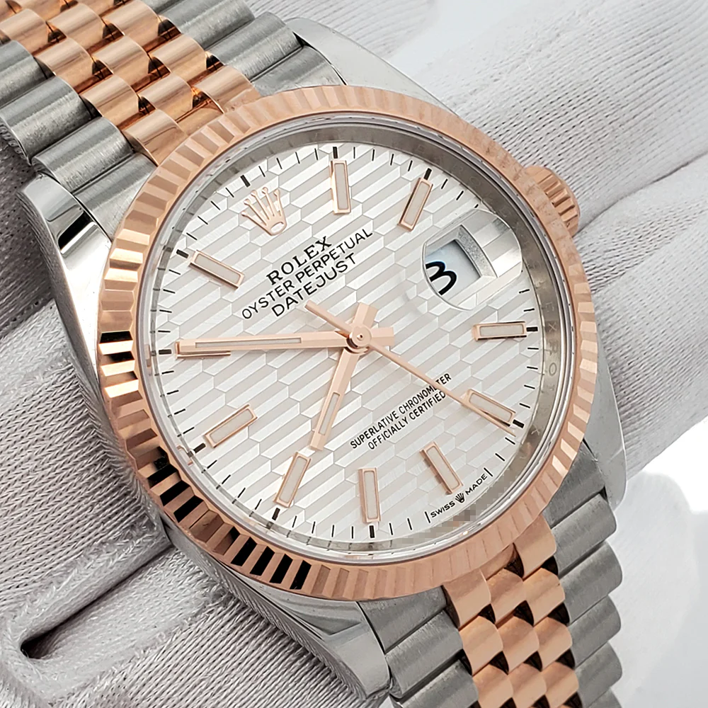 2022 Rolex Datejust 36mm 126231 Silver Motif 2-tone Rose Gold/Steel Jubilee Watch Box Papers - Image 3