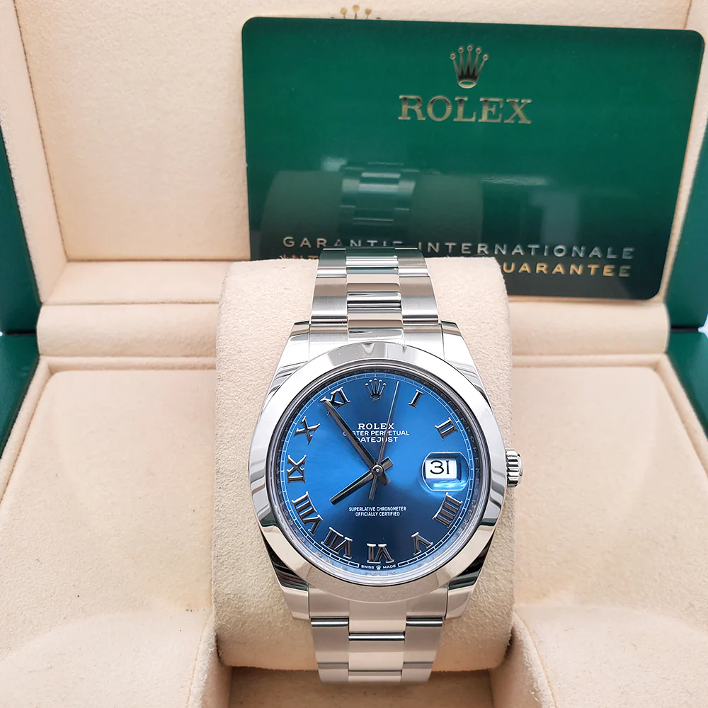 2022 Rolex Datejust 41 126300 Blue Roman Dial Steel Oyster Watch Box Papers - Image 2