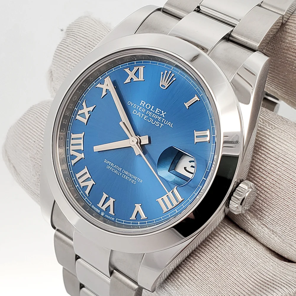 2022 Rolex Datejust 41 126300 Blue Roman Dial Steel Oyster Watch Box Papers - Image 4