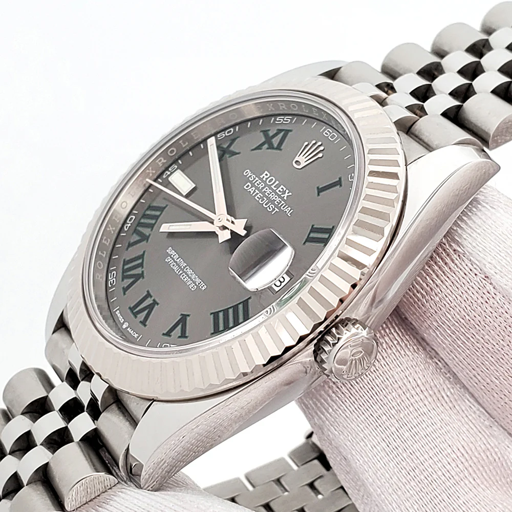2022 Rolex Datejust 41 126334 Wimbledon Slate Roman White Gold Fluted Bezel Steel Watch Box/Papers/Tag - Image 3