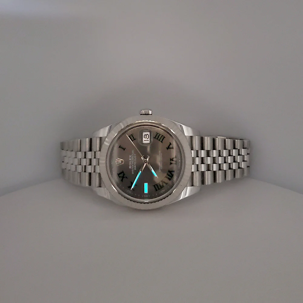 2022 Rolex Datejust 41 126334 Wimbledon Slate Roman White Gold Fluted Bezel Steel Watch Box/Papers/Tag - Image 9