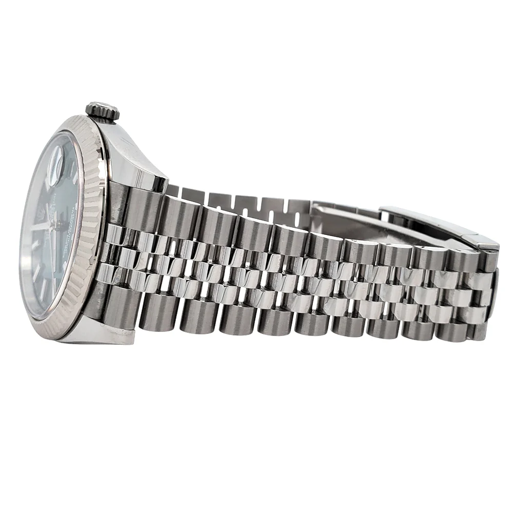 2022 Rolex Datejust 41 Mint Green White Gold Fluted Bezel Steel Jubilee Watch 126334 Box Papers - Image 4