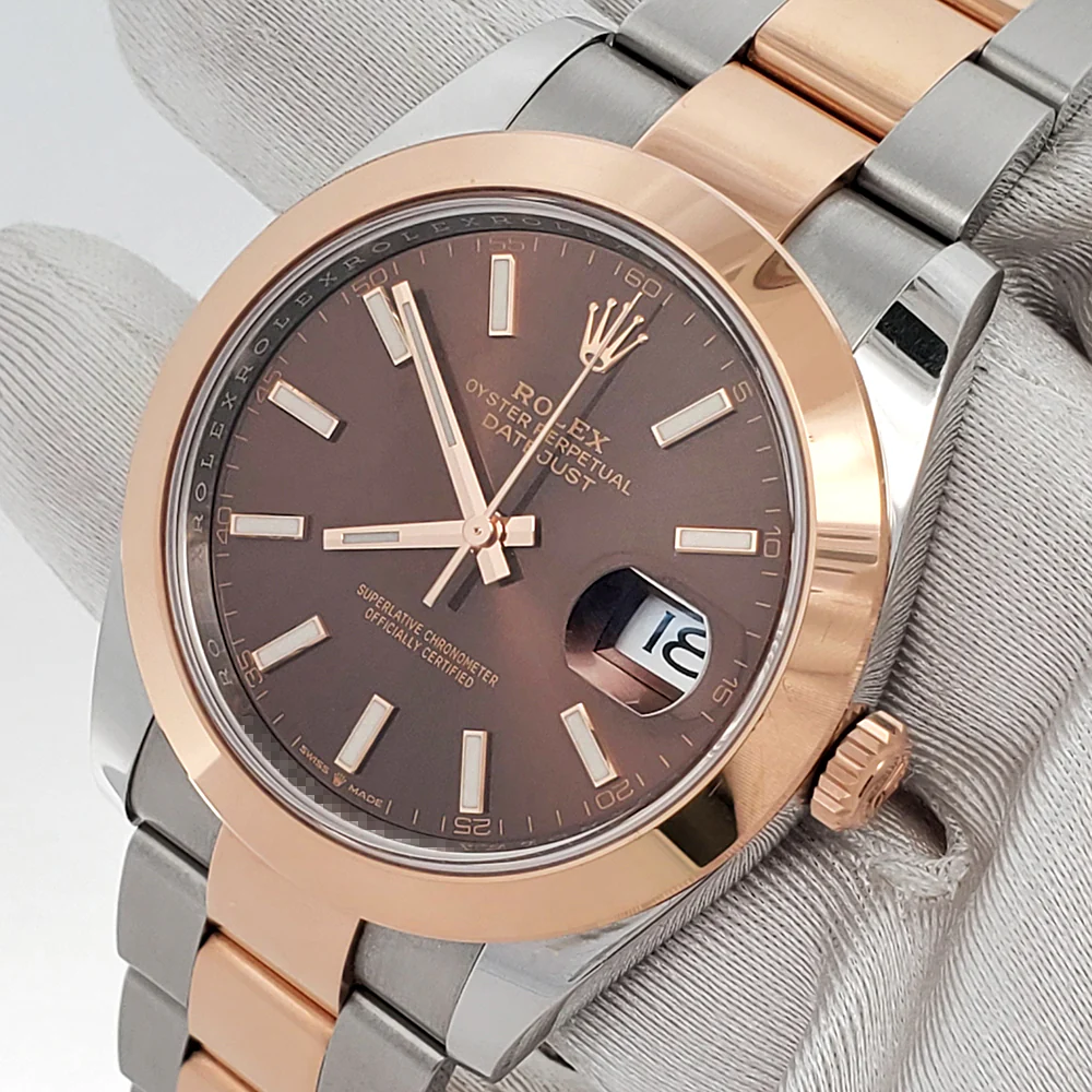 2022 Rolex Datejust 41mm Chocolate Index Rose Gold Steel Oyster Watch 126301 Box Papers - Image 2