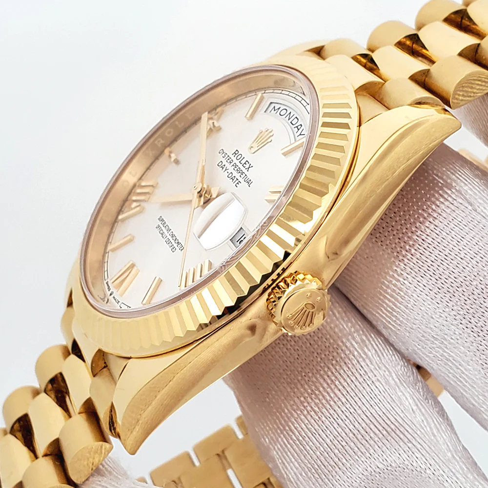 2022 Rolex President Day-Date 40 Yellow Gold Silver Roman Dial Watch 228238 Box Papers - Image 3