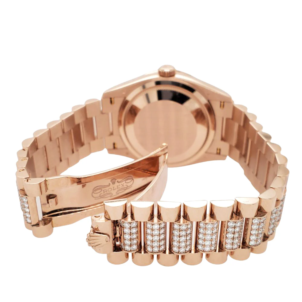 2022 Rolex President Day-Date Factory Diamonds 36mm Everose Gold Watch 128345RBR Box Papers - Image 7