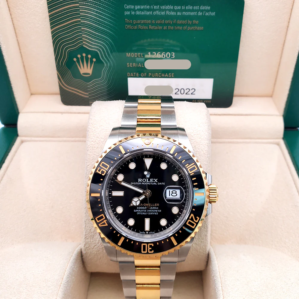 2022 Rolex Sea-Dweller 43mm 126603 Black Ceramic Yellow Gold/Steel Watch Box Papers - Image 3