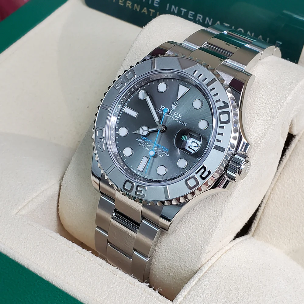 2022 Unworn Rolex Yacht-Master 40MM Platinum/Steel Dark Rhodium Dial Watch 126622 Box Papers - Image 2