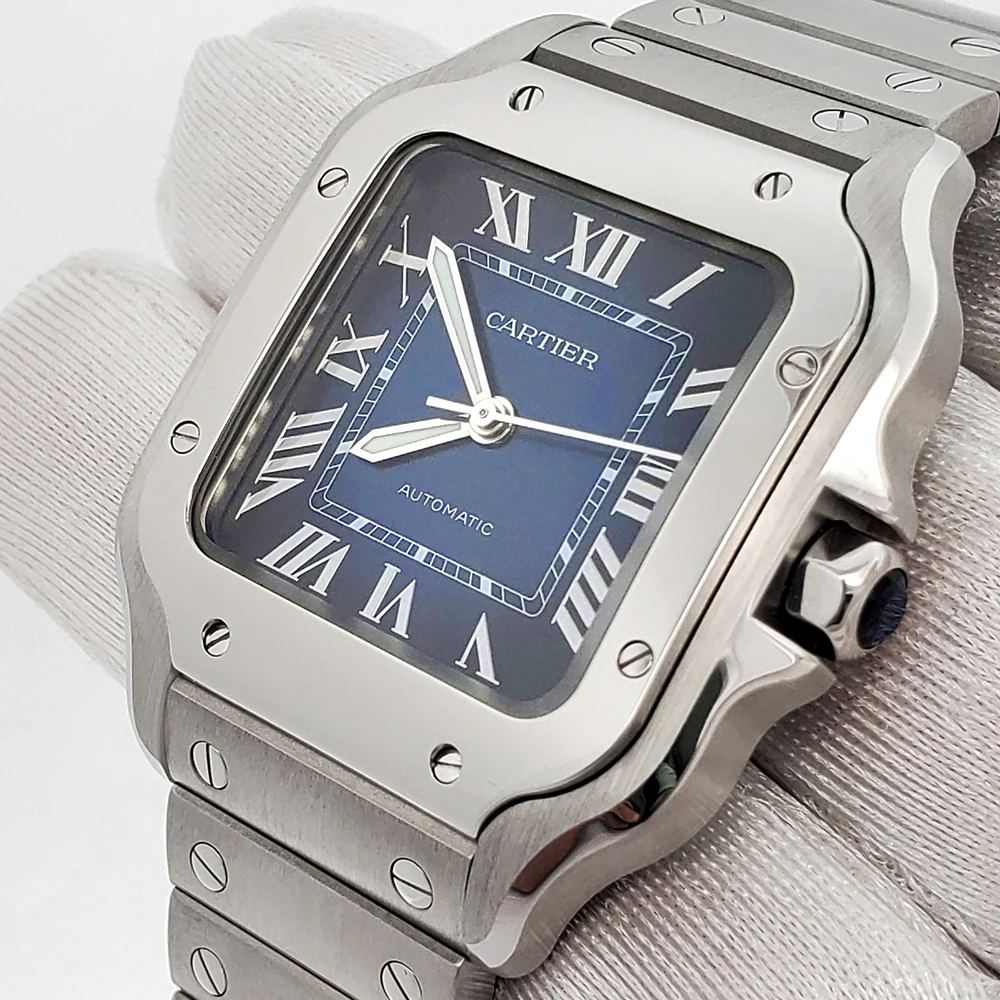 2023 Cartier Santos 35.1mm Blue Roman Steel Watch WSSA0063 Papers/Strap - Image 2