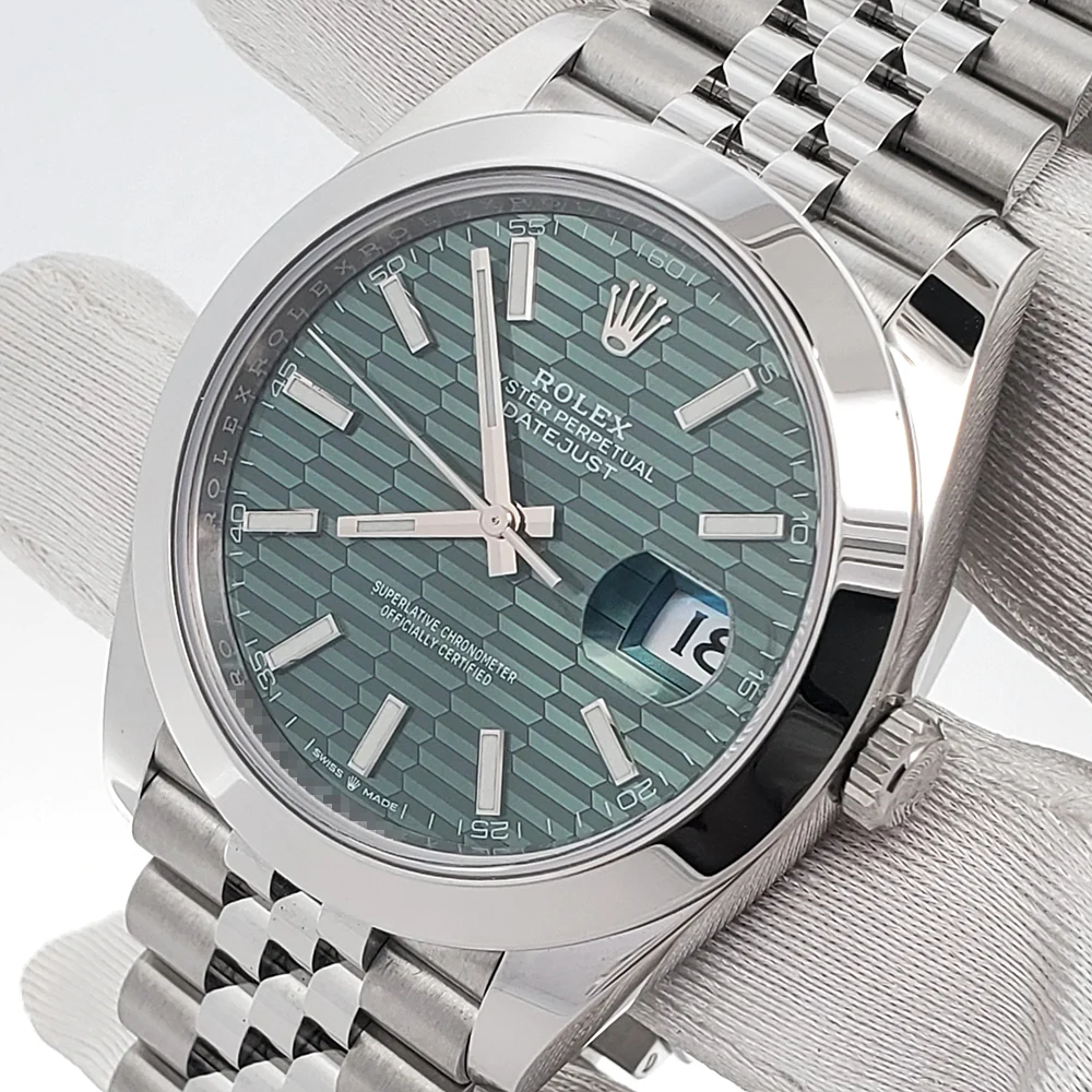 2023 Green Motif Rolex Datejust 41 Steel Jubilee Watch 126300 Box Papers - Image 2
