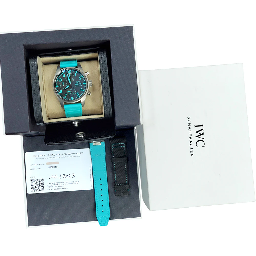 2023 IWC Pilot Chronograph Mercedes AMG Petronas Titanium Men's 41mm Watch IW388108 Box/Papers/Extra Strap - Image 3