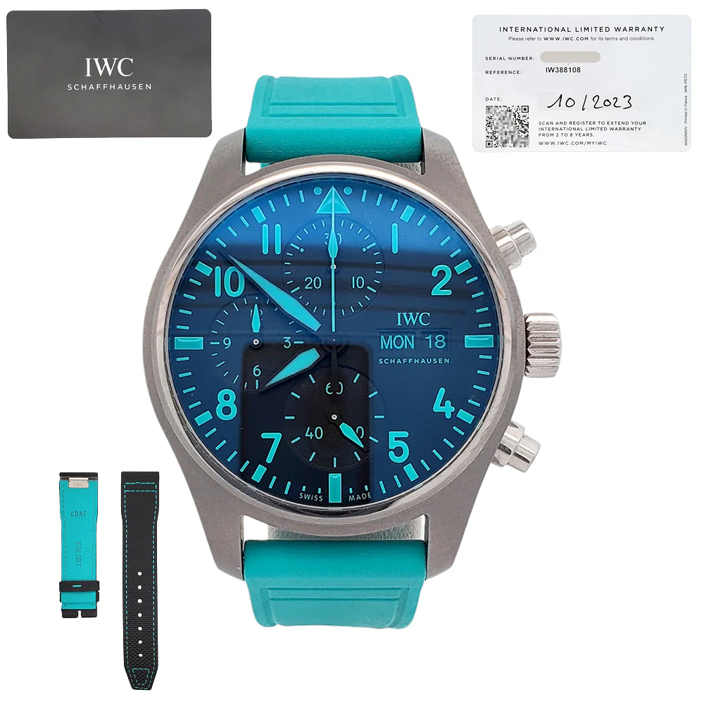 2023 IWC Pilot Chronograph Mercedes AMG Petronas Titanium Men's 41mm Watch IW388108 Box/Papers/Extra Strap - Image 5