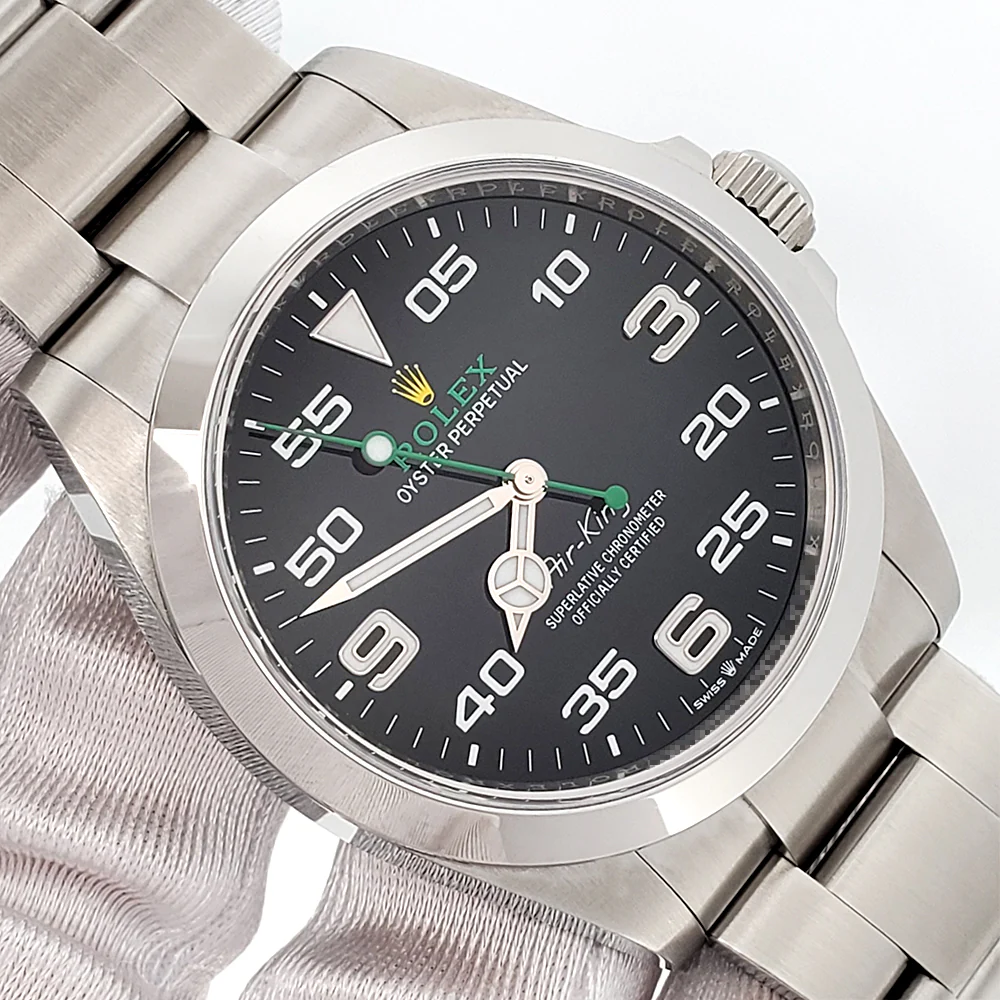 2023 Rolex Air King 126900 Black Dial Green Script Steel 40mm Watch Box Papers - Image 2