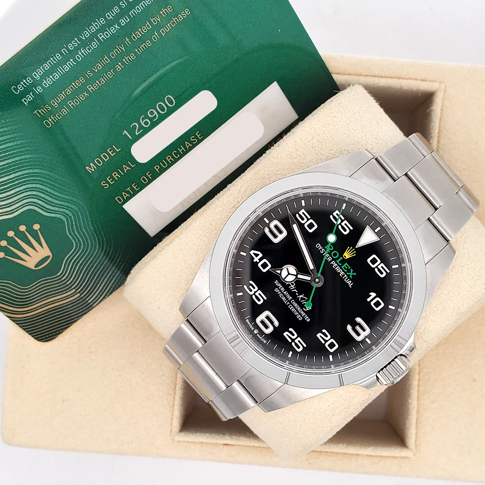 2023 Rolex Air King 126900 Black Dial Green Script Steel 40mm Watch Box Papers - Image 4