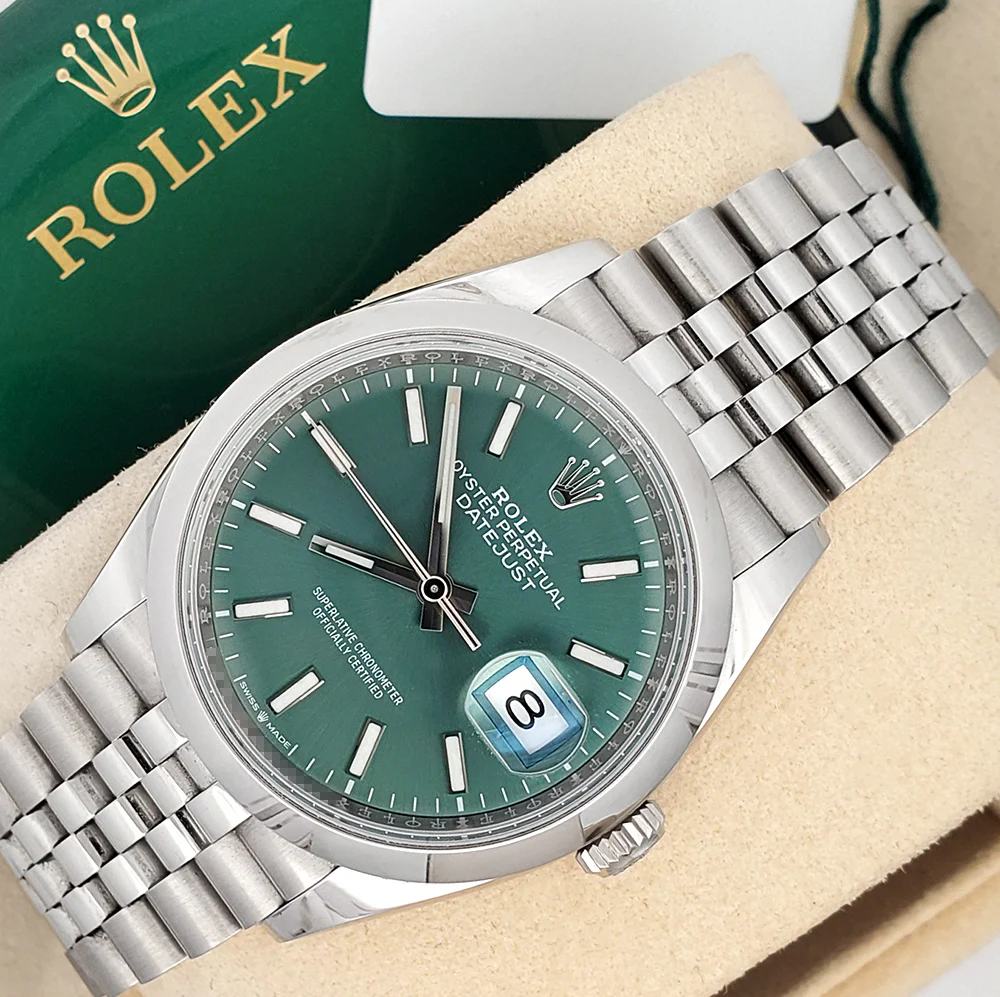 2023 Rolex Datejust 36mm 126200 Mint Green Dial Steel Jubilee Watch Box Papers
